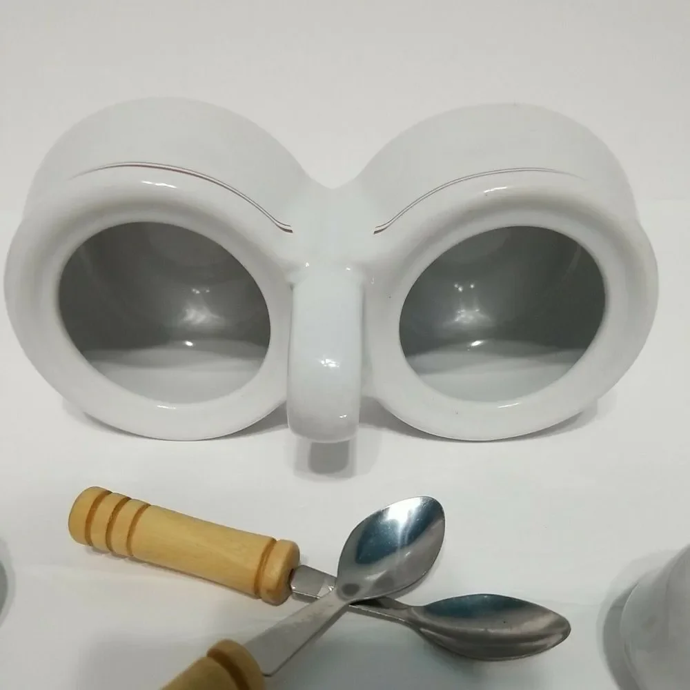 Houston Harvest Gift Products Double Condiment Covered Serving Dish w/‎ Spoons